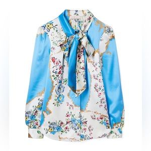 Floral Print Tie Neck Tory Burch Blouse flawed